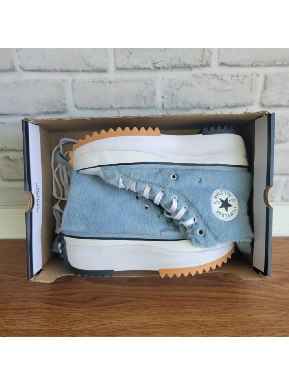 ❤️Converse Run Star Hike Hi Platform Faux Fur 9 Men's Shoes Sneaker Blue A13381C - Picture 7 of 9